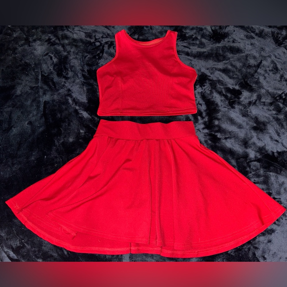 Red Two-Piece Skort Set